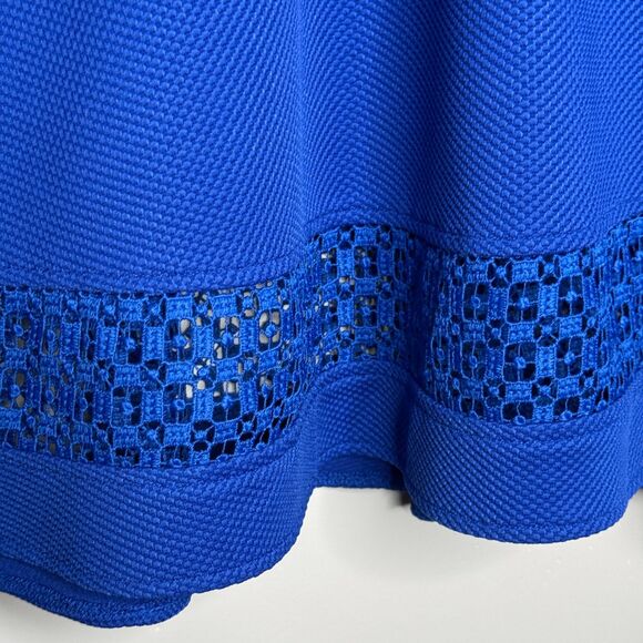 ModCloth Womens Sheath Dress XL Blue Textured Cutout Fit Flare Event Brunch 60s‎ - Picture 7 of 8